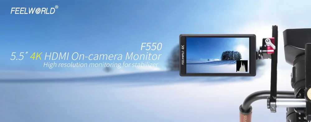 Feelworld F550 5," ips 4 K HDMI Full HD 1920x1080 Камера полевой монитор Монтажная подставка стабилизатор для держатель для цифровой зеркальной камеры чехол черного цвета