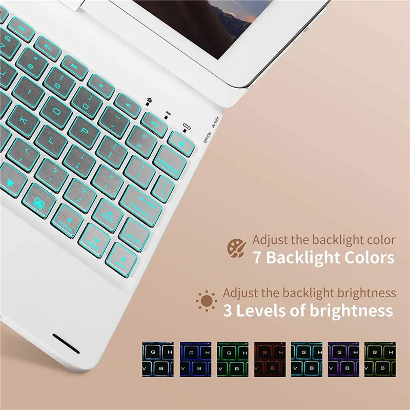 Для iPad Pro 9,7 чехол, для iPad 9,7 чехол(/) 360 повернуть беспроводной BT 7 цветов светодиодный подсветка авто Пробуждение/сна крышка клавиатуры