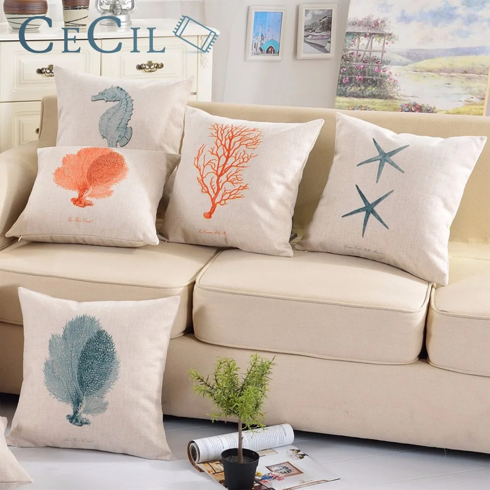 

Unicorn Animals Pillow Cases Starfish Cushion Cover Small Fresh Sofa Office Home Decoration Throw Pillowcase Cojines