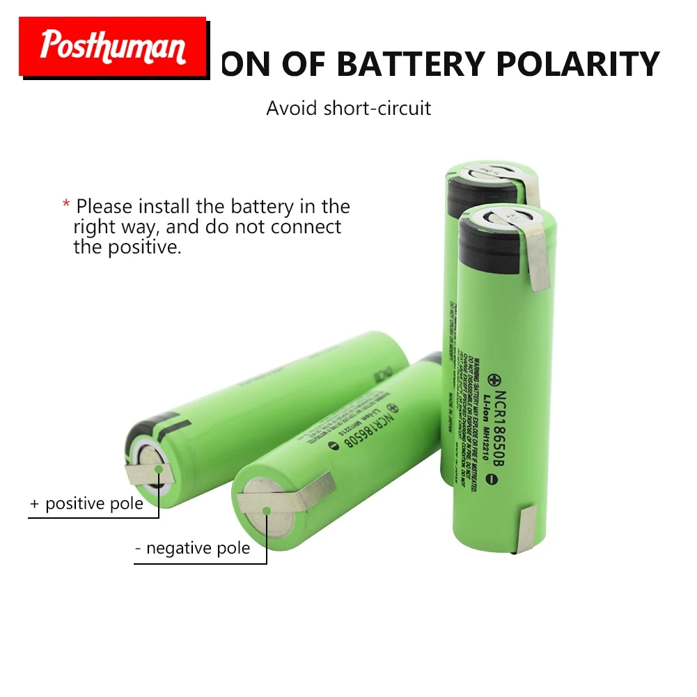 POSTHUMAN высокого стока 20A 3400mAh NCR 18650B аккумуляторная батарея с DIY никелевые вкладки