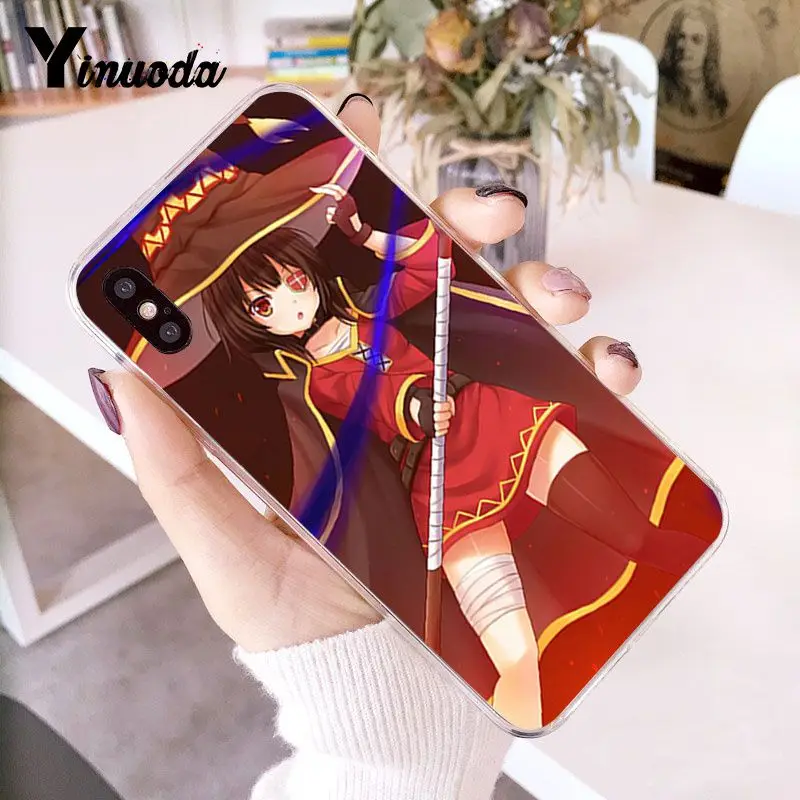 Мягкий силиконовый чехол из ТПУ с японским аниме Konosuba Megumin для iPhone 6S 6plus 7 7plus 8 8Plus X