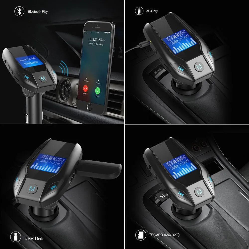 Автомобильный комплект Handsfree беспроводной Bluetooth fm-передатчик lcd MP3-плеер USB зарядное устройство Hands Free поддержка AUX вход и выход 2019617