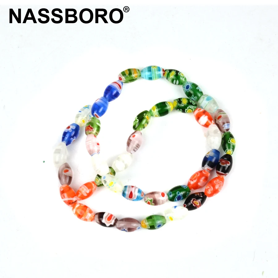 Овальные смешанные цветочные стеклянные бусины для изготовления ювелирных