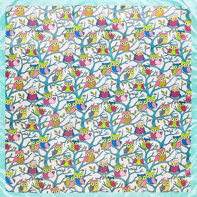Женский Шелковый атласный шарф с принтом совы 90x90 см| |