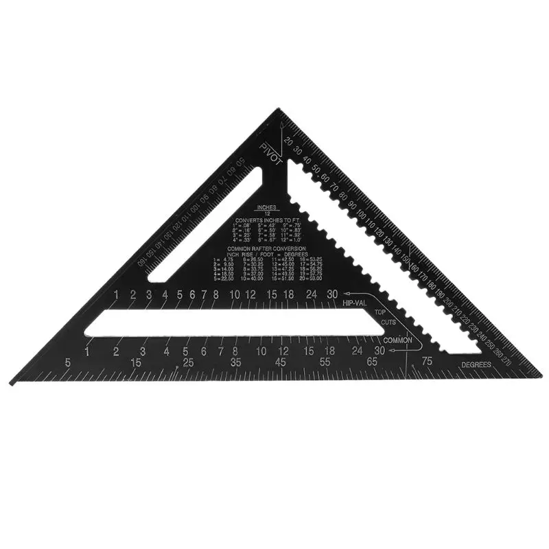 

12Inch Aluminum Alloy Metric Triangle Ruler Angle Protractor Speed Square Woodwork Protractor Gauge High Precision Measuring Too