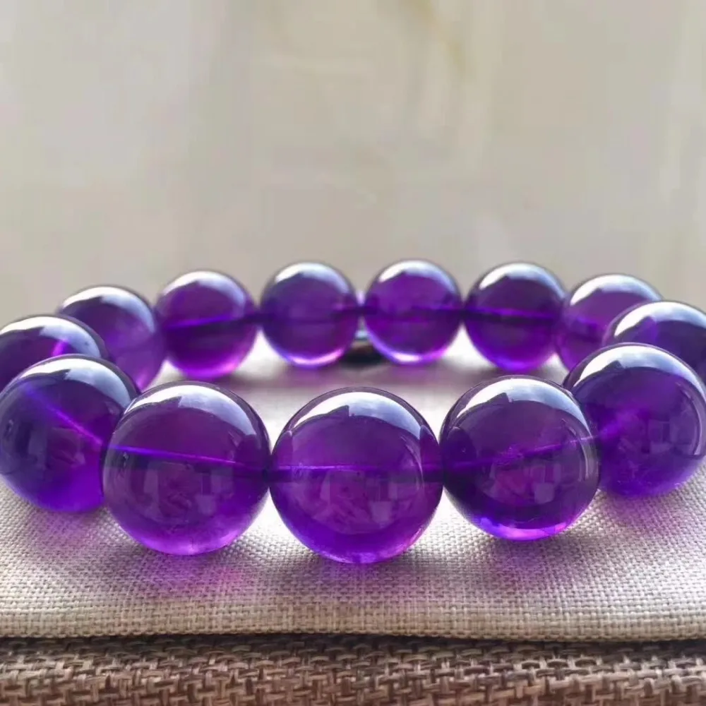 

16mm Natural Purple Amethyst Quartz Bracelet Jewelry For Women Man Healing Gift Crystal Beads Uruguay Gemstone Strands AAAAA