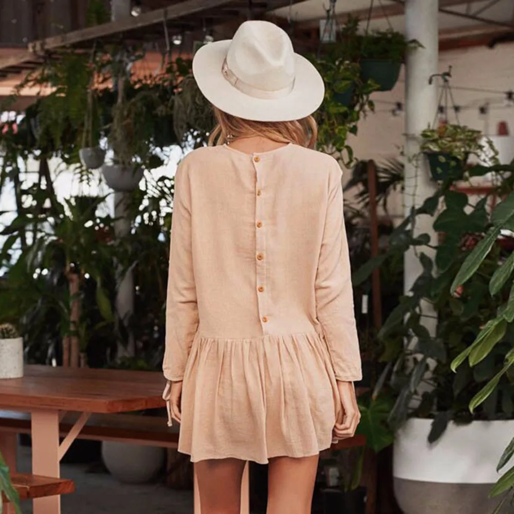 2017 осеннее женское свободное кружевное платье с длинным рукавом Модное Новое