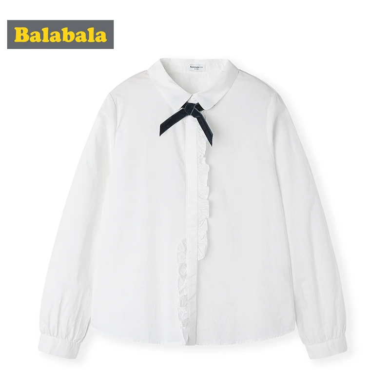 Balabala/детская белая рубашка хлопковая с длинными рукавами для девочек Новая
