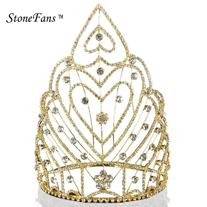 Корона невествечерние StoneFans большие стразы аксессуары в форме сердца Мисс