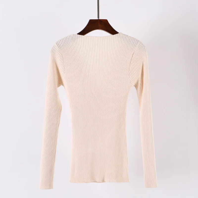 ONLYSVTER Sexy V Neck Wrap Women Pullover Sweaters Autumn Winter Long Sleeve Soft Casual Jumper Ribbed Knitted Pull Top Femme