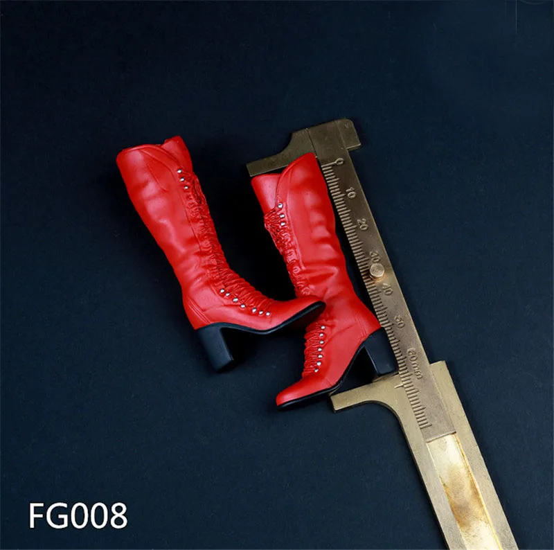 Женские ботинки на ножках Mnotht красные с клей PH FG008 l30 1/6|1/6 boots|1/6 femalebody 1/6 |