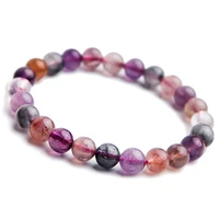 natural colorful auralite 23 round beads bracelet women men 7mm 8mm stretch cacoxenite auralite 23 crystal aaaaaa