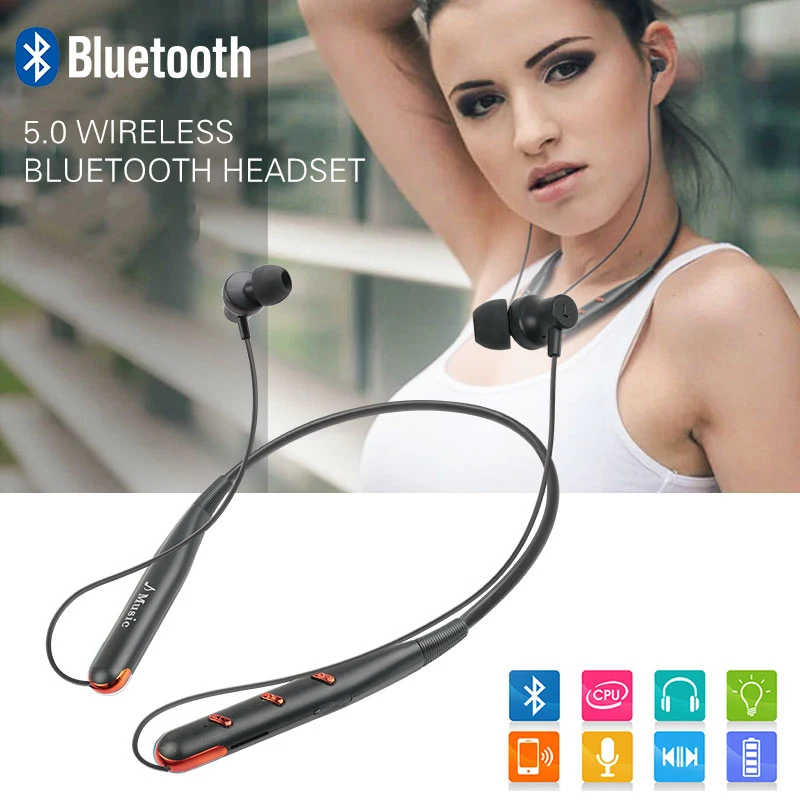 Bluetooth 5 0 беспроводные наушники для шеи гарнитура бас стерео водонепроницаемый