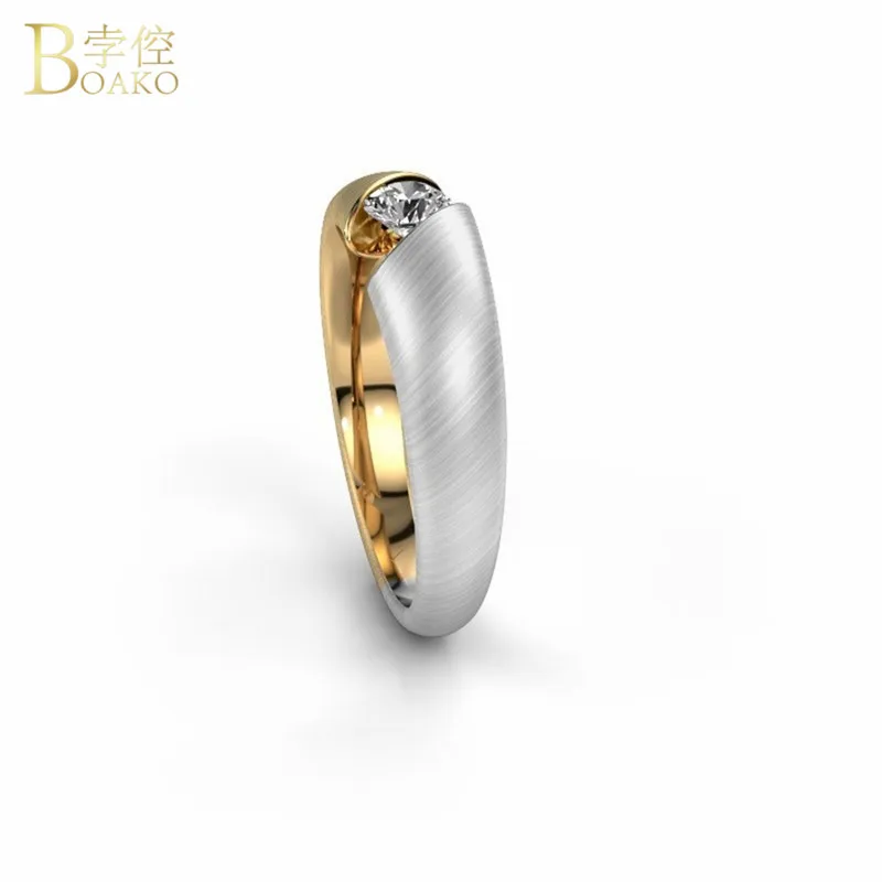 

BOAKO Simple Couple Wedding Rings Anniversary Marriage Promise Ring for Women CZ Stone Finger Ring Gold Color Separation Jewelry