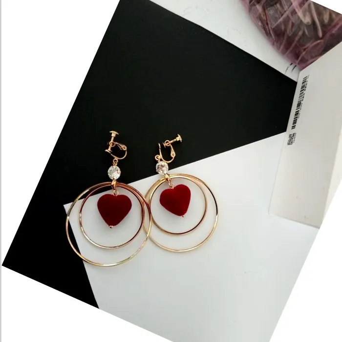 Серьги клипсы для женщин женские серьги в форме сердца без отверстия