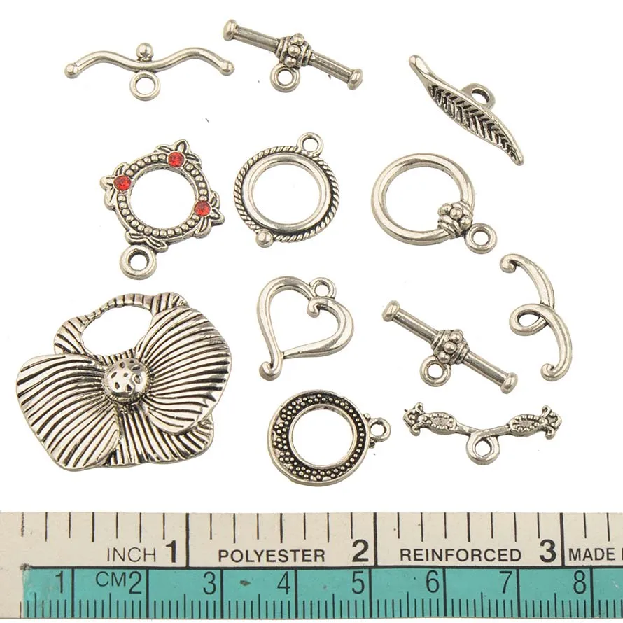 

DIY Mixed Clasps For Bracelets Jewelry Set Material Vintage Silver Necklaces Toggles Hooks Metal Fashion Accessory Crafts 30sets