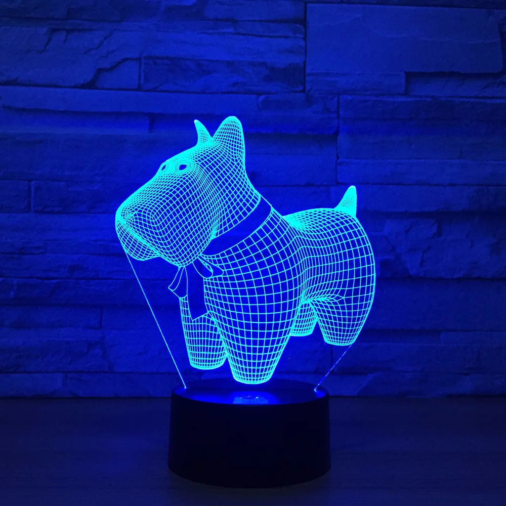 Lovely Dog Model Illusion 3d Lamp LED 7 Color Changing Animal Visual Led Night Lights For Kids Toy New Gift Desk Table | Освещение