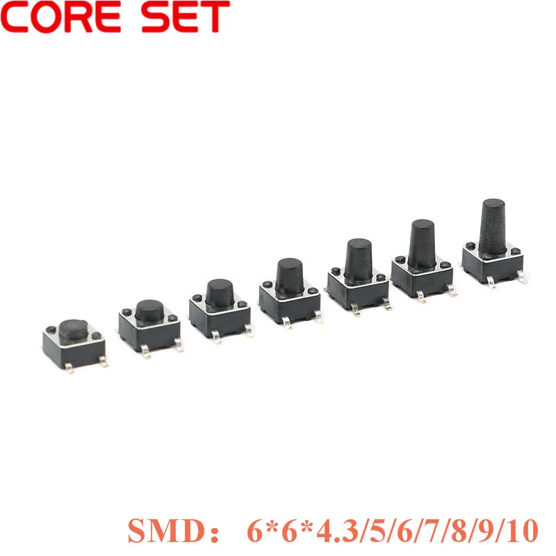 20 шт PCB Тактильные Такт нажимная Мини-кнопка переключатель SMD 4pin микро переключатель 6*6*4,3/5/6/7/8/9/10 мм 6*6*4,3 мм/5 мм/6 дюймов) мм/7 мм/8 мм/9 мм/10 мм