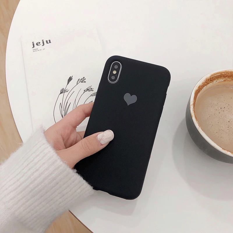 GlamPhoneCase однотонный чехол для телефона с сердечками iPhone 6 7 8 Plus X XR XS Max мягкий на