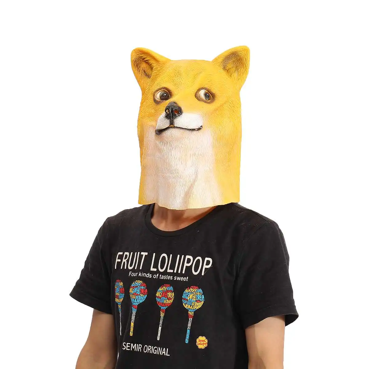 Смешные желтые маски собак смешные виниловые Doge Полный головной маски Cospaly маскарадное платье собака карнавал вечерние сумасшедшие маски Хэллоуин маска