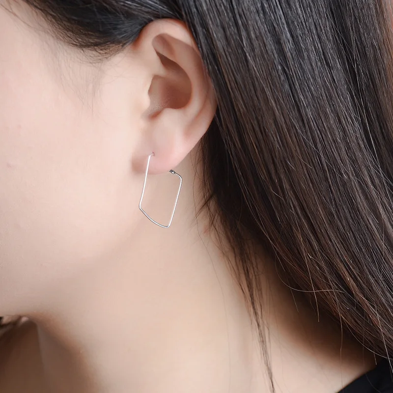 

Fashion Simple Elegant 925 Sterling Silver Big Square Women Stud Earrings Jewelry Gifts 2018