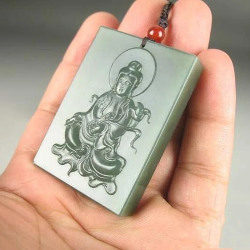 KYSZDL Натуральный китайский Хэтянь нефрит ручная работа Guanyin модный свитер цепь