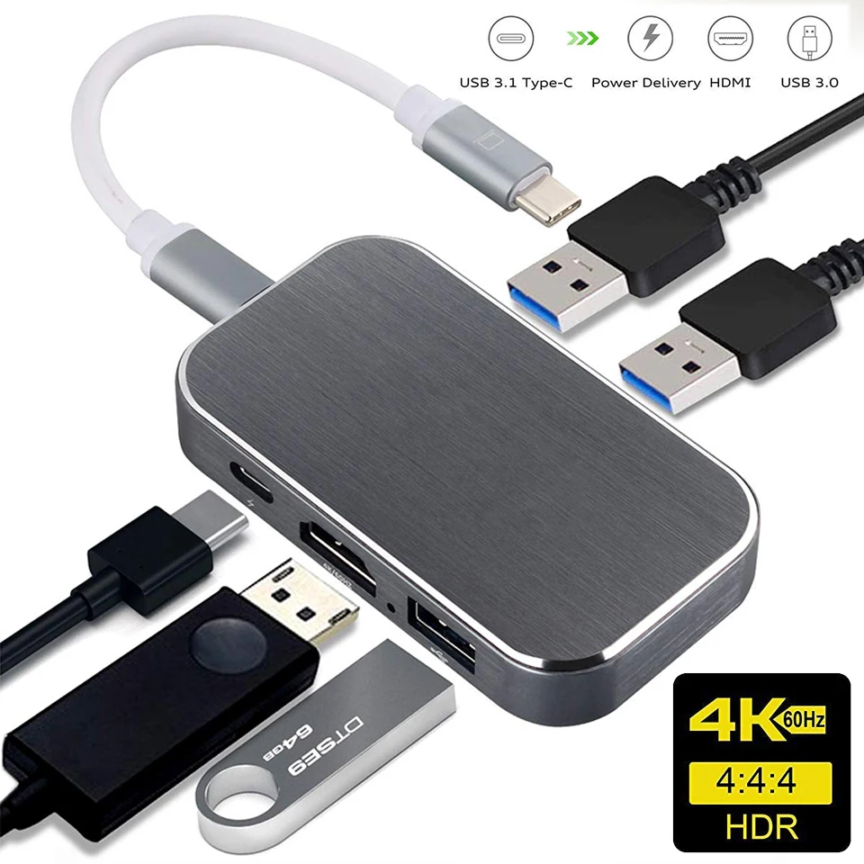 Navceker 100 Вт USB 3,1 type C к HDMI USB 3,0 адаптер конвертер 4 к 60 Гц USB C концентратор для MacBook Pro Pixel huawei Mate10 samsung S9