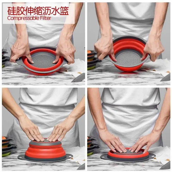 2 шт./компл. складной силиконовый дуршлаг кухонный сито для фруктов овощей