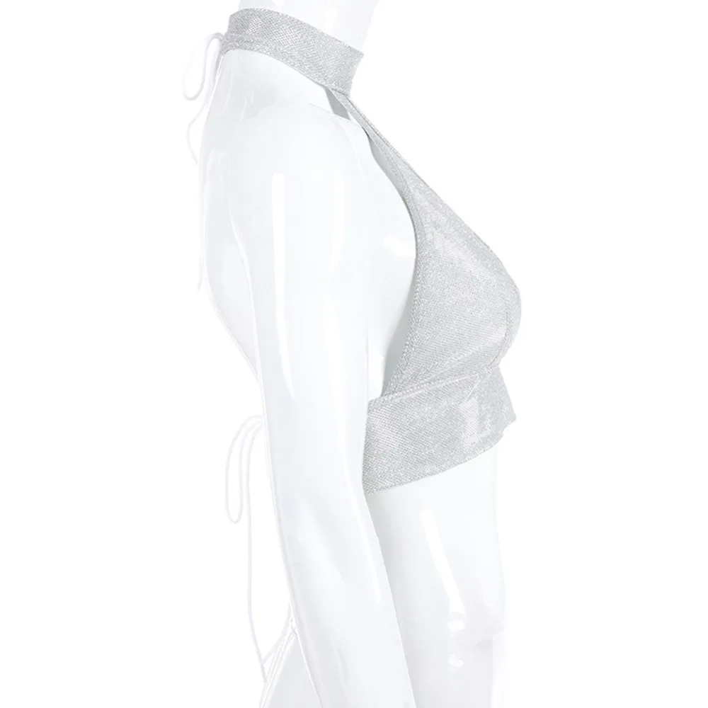 Женский Топик с бретелькой через шею тонкий топик без рукавов треугольным