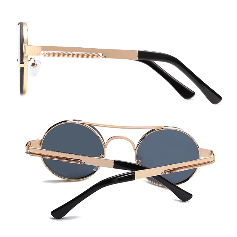 

reggaeon New Retro Round Steampunk Sunglasses Women Luxury Popular Metal Spring Sun Glasses For Men Big Mirror Lens Oculos