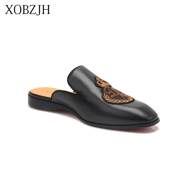 XOBZJH 2019 Men Shoes Man Summer Party New Handmade Leisure Flats Leather Loafers Black Size | Обувь