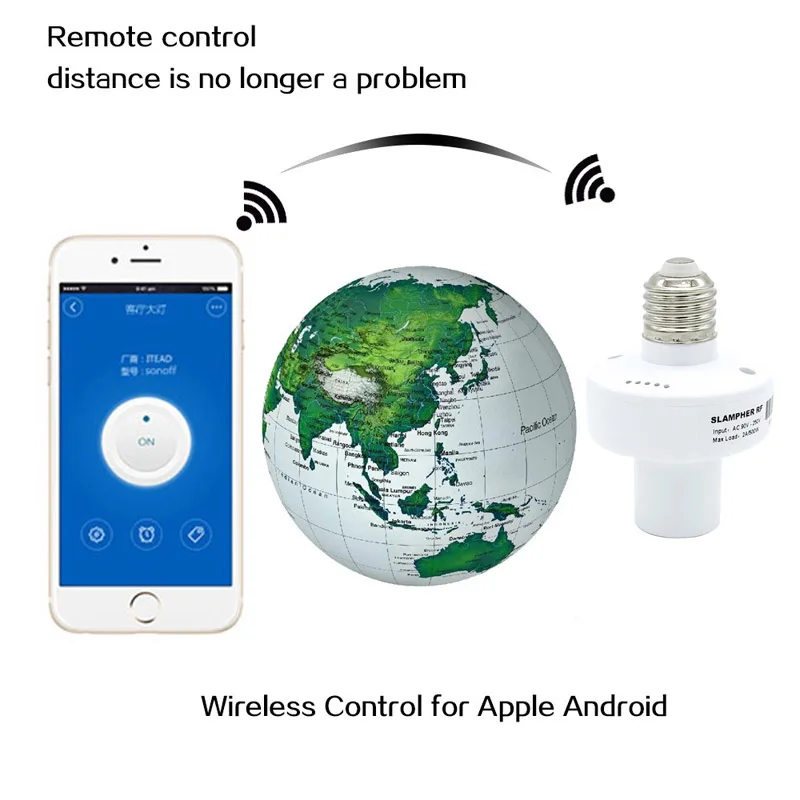 Светодиодная лампа E27 держатель лампы Slampher 433MHz RF беспроводной Wi Fi светильник для