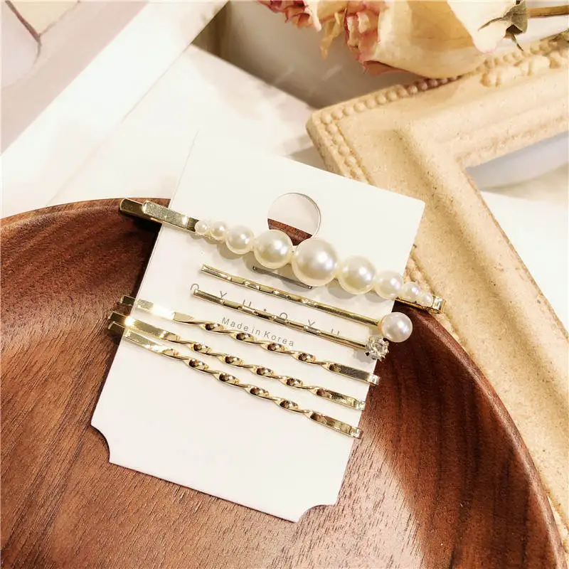 

1 Set INS Fashion Elegant Pearl Barrette for Women Hair Clips Hairpins Snap Trendy Sweet Headwear Hair Styling Accessories