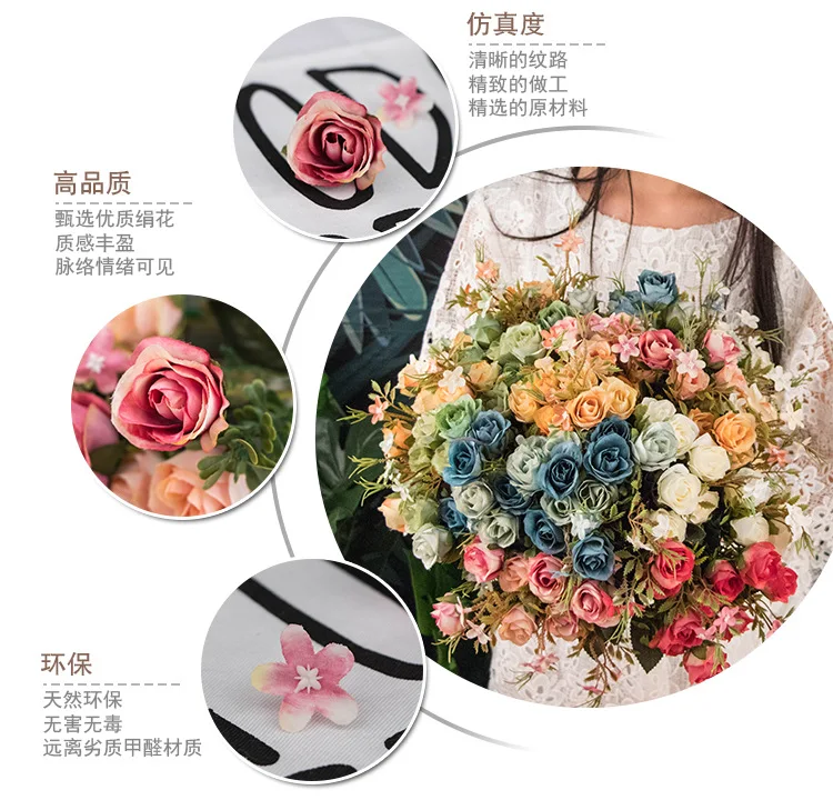 10 Head Rose Decorative Flower Wedding Flowers Decoration Home Artificial Farmhouse Decor Fake Plants | Дом и сад