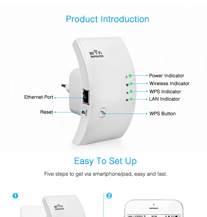 Easyidea Беспроводной усилитель wifi 300 Мбит/с сети Телевизионные антенны WiFi сигнала Extender Усилители домашние 802.11N/B/G усилитель сигнала repetidor WiFi
