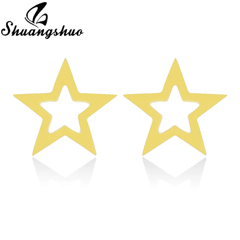 Gold Shuangshuo женское золотое ожерелье s Star ожерелье с подвеской выдалбливают большая звезда из нержавеющей стали ожерелье s Collier Femme подарки - Окраска металла: Gold