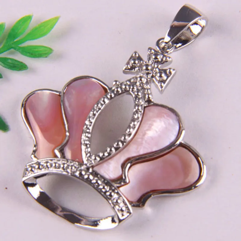 Натуральная Розовая ракушка из бисера подвеска в виде короны ювелирные изделия