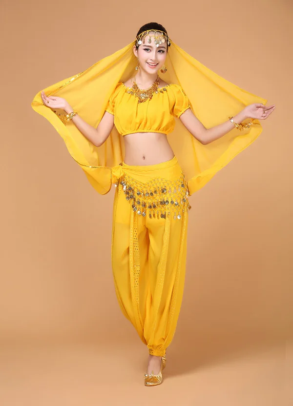 Костюм для танца живота костюм Болливуда женский комплект из 4 предметов