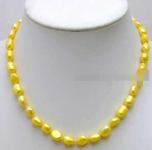 Большой 7-8 мм желтый натуральный пресноводного жемчуга в стиле барокко ожерелье