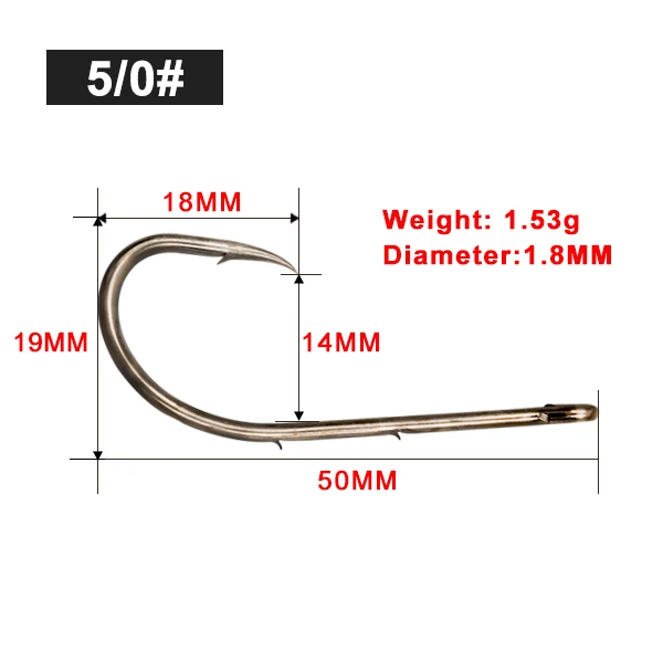 PRO BEROS 100 шт. колючий рыболовный крючок из высокоуглеродистой стали Baitholder Jig Big Sea рыболовные крючки - Цвет: 5-0