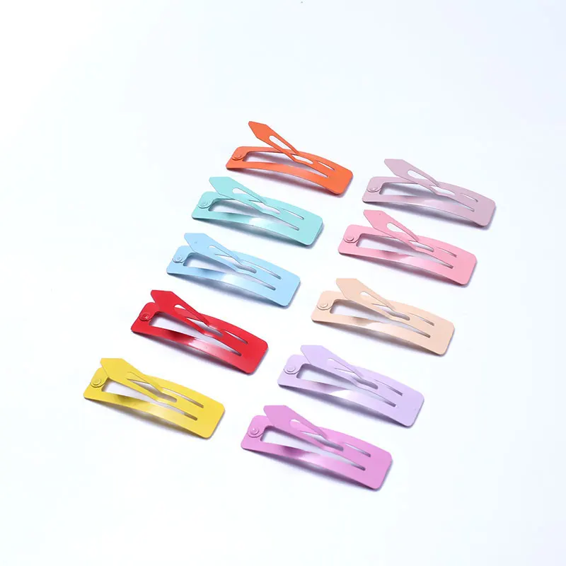 

5cm Snap Hair Clip for Children Hair Accessory Cute Baby Clips Pins for Girls Kids Women Hairpin Rectangle Color Metal Barrettes