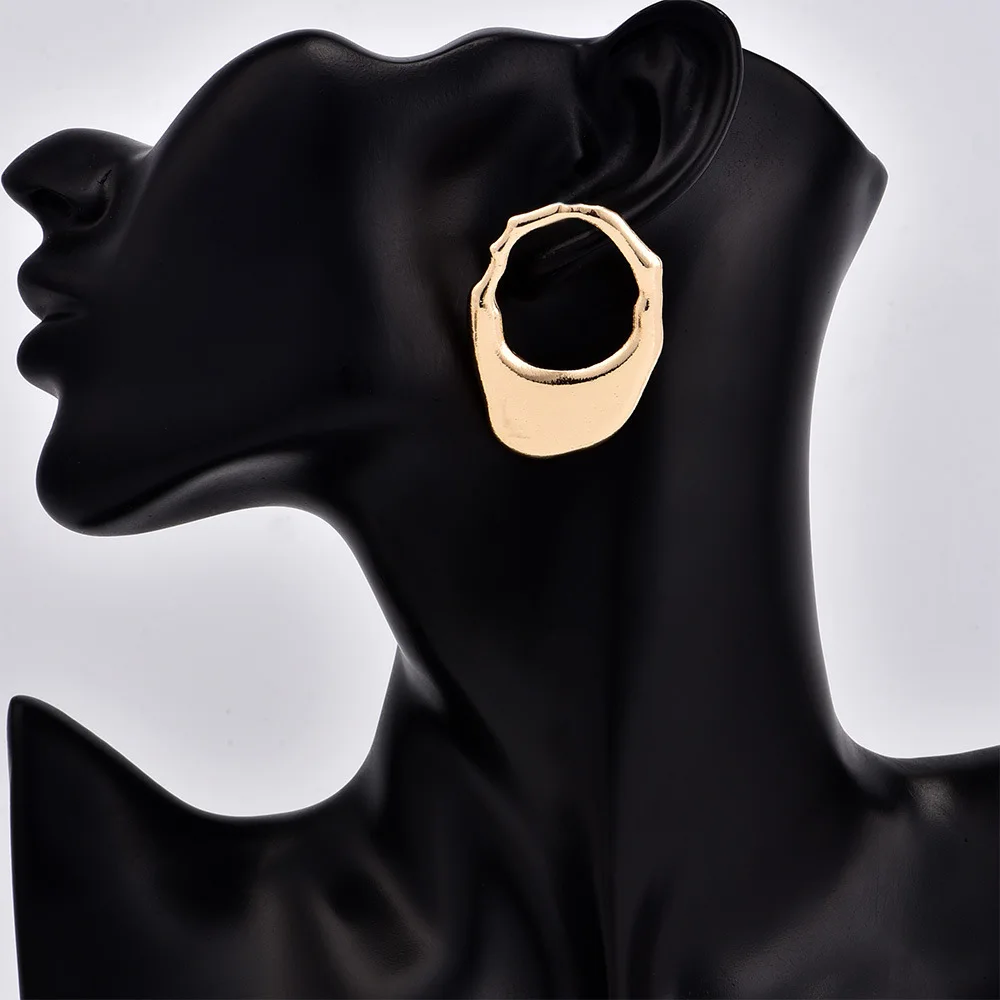 Earings Fashion Jewelry Steampunk Big Geometric Irregular Earring for Women Gold Silver Color Studs Ear | Украшения и аксессуары