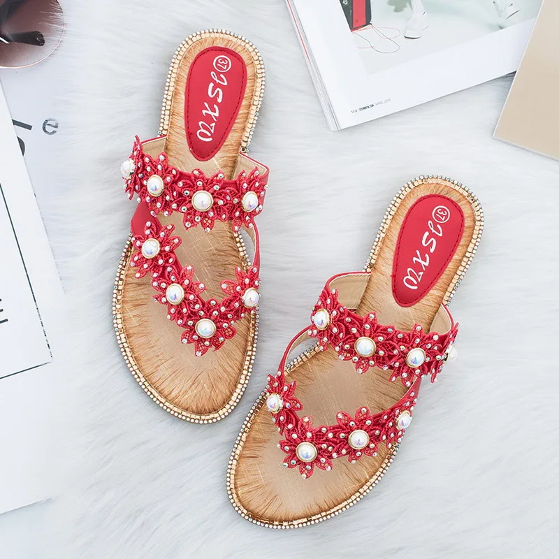 2018 модные босоножки с жемчугом женские элегантные золотисто белые розовые семь