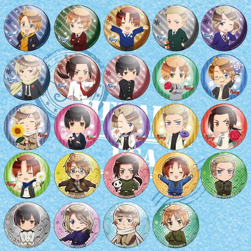1 шт. 58 мм значок брошь с аниме Axis Powers Hetalia Cute Country Россия Италия США Великобритания