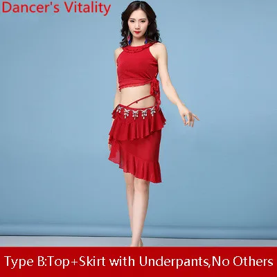 Type B as picture Танец живота топ юбки сексуальные женщины начинающих Slim Fit весна-лето сетка индийский восточный танец практика одежда наряд - Цвет: Type B as picture