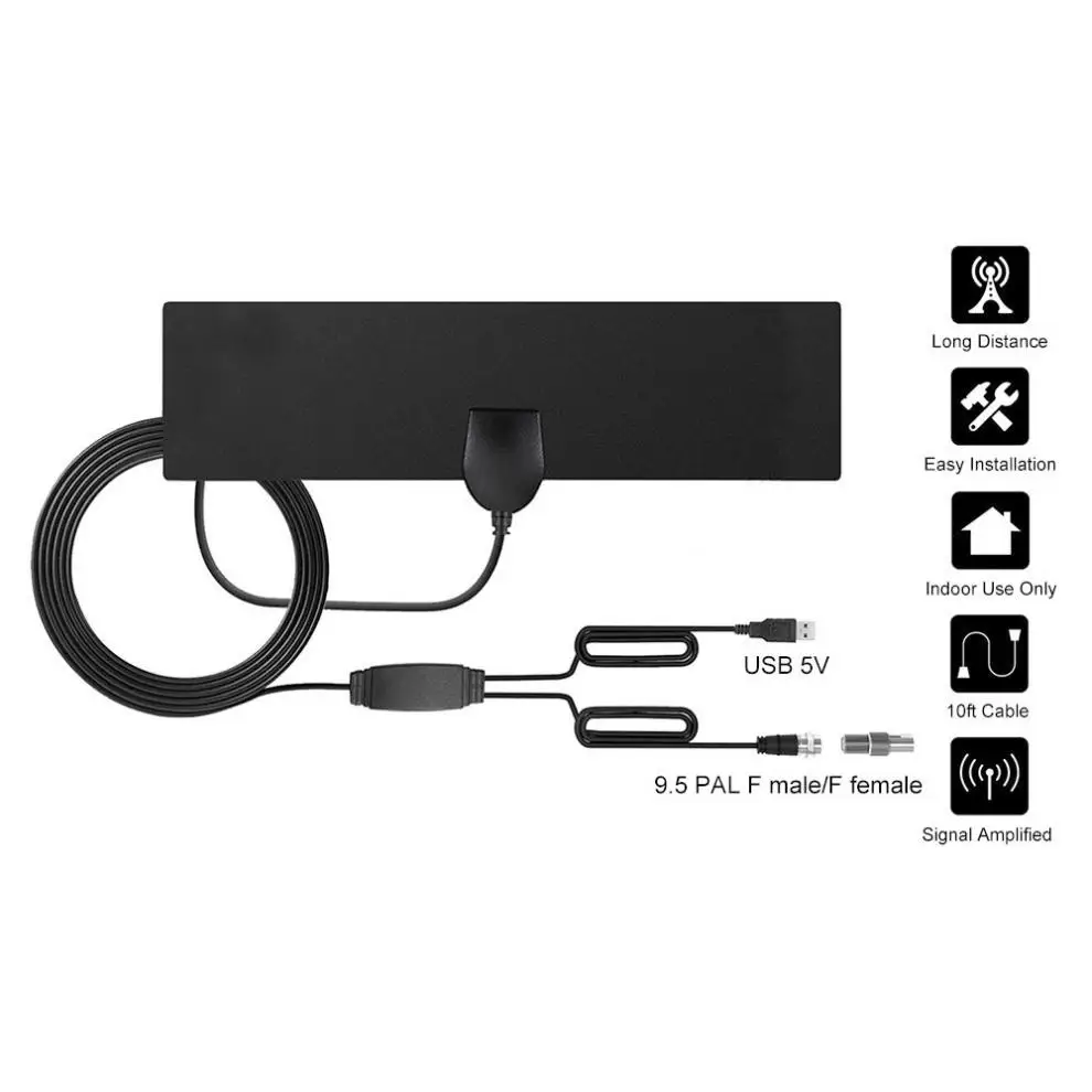 4K HD VHF UHF Freeview внутренняя цифровая HD ТВ антенна с универсальным ТВ разъемом усиленный диапазон 50 милей