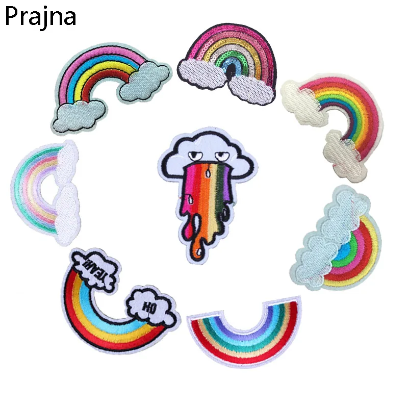 Prajna аниме Радужная нашивка аппликация милые Мультяшные термоклейкие нашивки