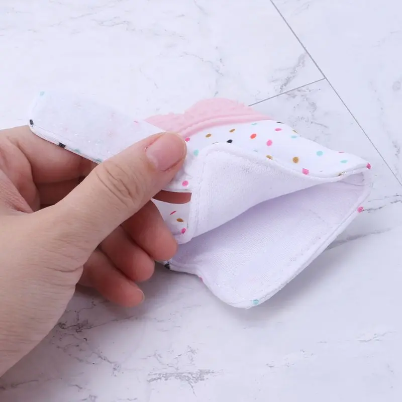 

Baby Teether Gloves Grind Teeth Oral Care Teething Pain Relief Newborn Bite Chew Sound Toys Adjustable Silicone BPA Free K1KC