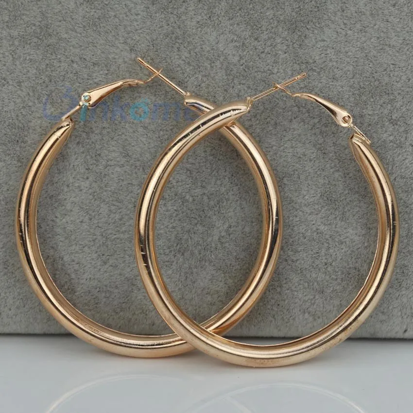 Брендовые большие/маленькие круглые серьги кольца цвета розового золота Модные