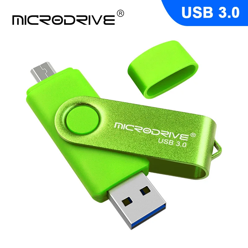 Зеленый Цветной металлический Whirl USB флеш-накопитель Otg USB 3,0 32g 16g реальная емкость 128g 64g Флешка для мобильного телефона/ноутбука - Цвет: Зеленый